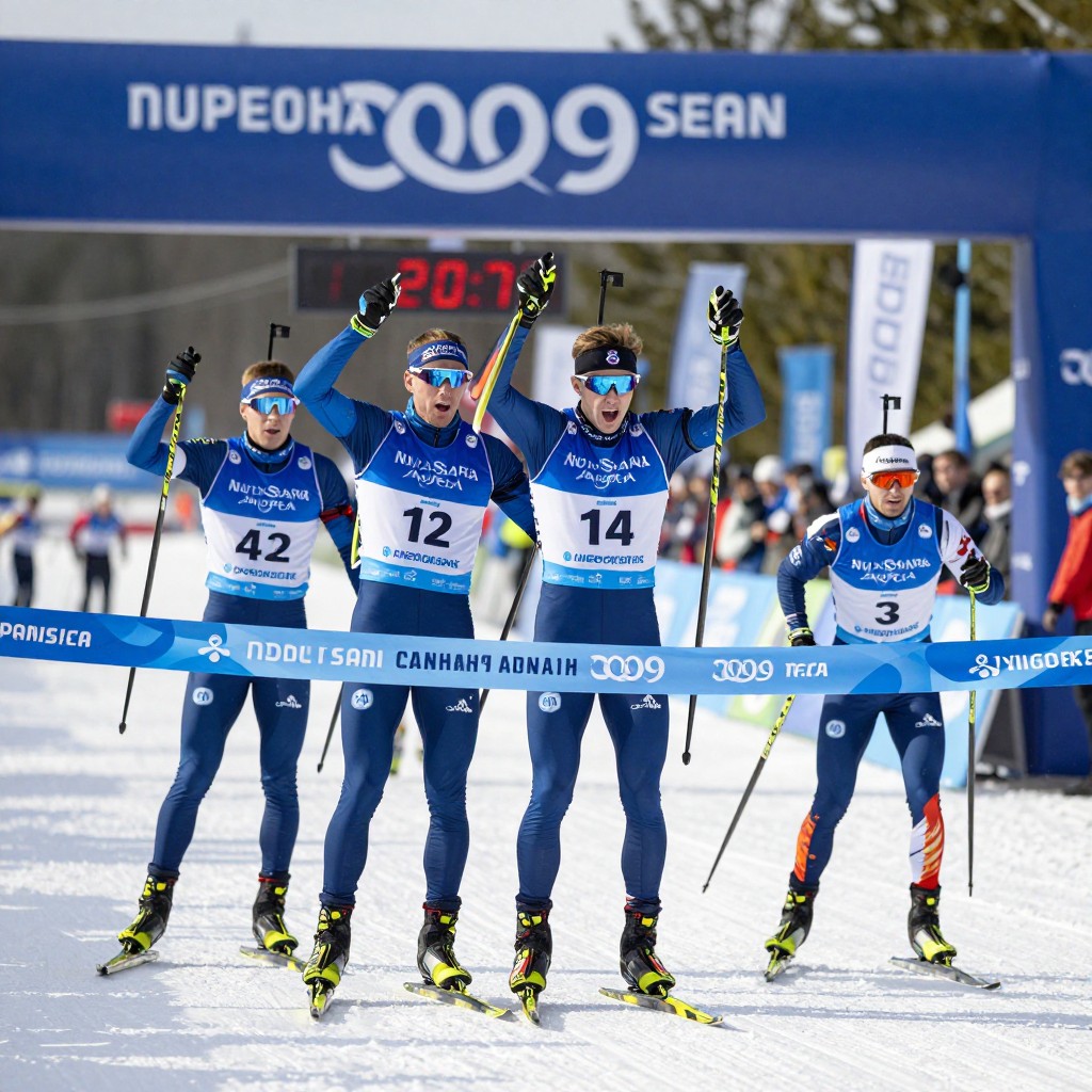 Московская область выиграла мужскую эстафету на чемпионате России по биатлону